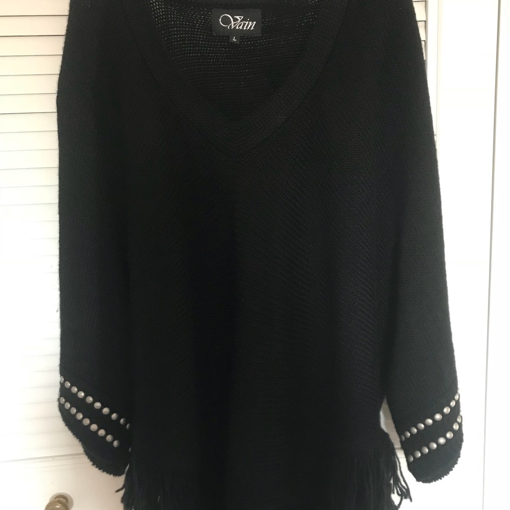 Knit black poncho